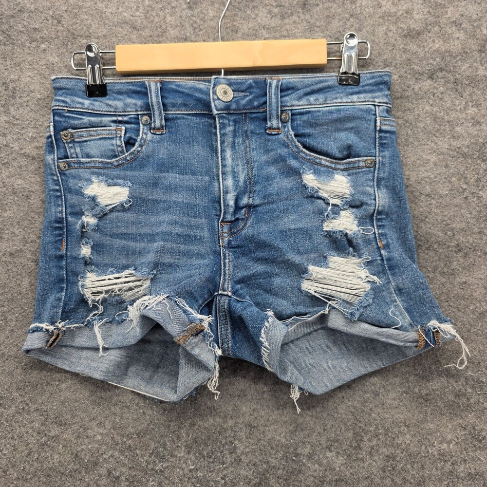 American Eagle Shorts Womens 4 Distressed Blue Denim Shortie